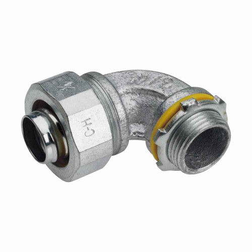 Crouse-Hinds Eaton series Liquidator liquidtight connector, FMC, 90° angle, Non-insulated, Malleable iron, 2-1/2"