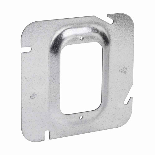 Crouse-Hinds Eaton series Square Cover, 4-11/16", Natural, Raised surface, one device, Steel, 3/4" raised, 5.0 cubic inch capacity