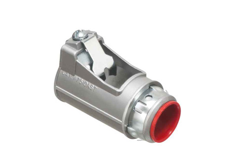 Arlington Industries Zinc die-cast, 3/4" Knockout MC cable connector snaps quickly on to the conduit with a removable screw in spring steel clip and then snaps into knockout with external spring steel clip, no tools required. Concrete tight when tape