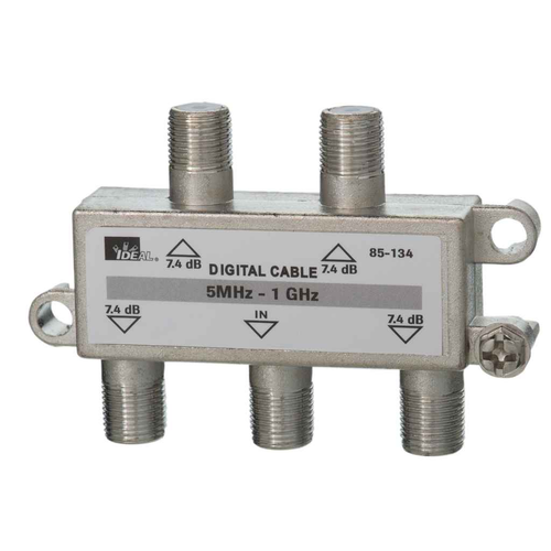 Ideal Industries Cable TV Splitter 4-Way 1 GHz 75 Ohm Coaxial Signal Distribution