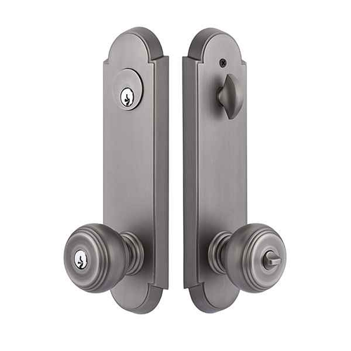 Emtek Modern Brass Tubular Two-Point Lockset with Waverly Knob - Single Cylinder