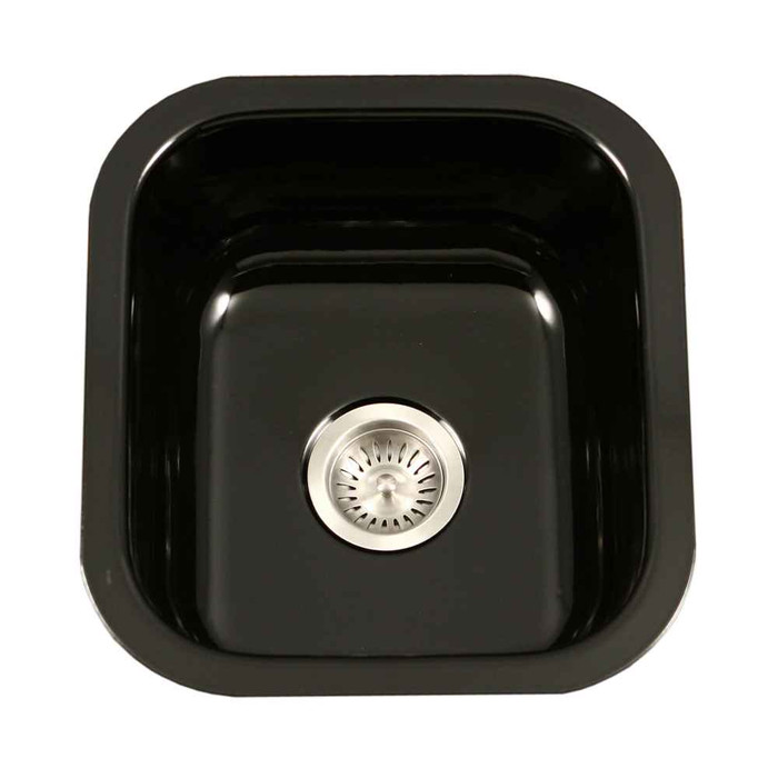 Houzer PCB-1750 Porcela 17" Porcelain Enamel Steel Undermount Single Bowl Bar Sink