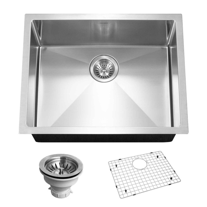Houzer CNS-2300 Savior 23" Stainless Steel Undermount Single Bowl Kitchen Sink with Strainer & Grid Houzer CNS-2300 Savior 23" Stainless Steel Undermount Single Bowl Kitchen Sink with Strainer & Grid