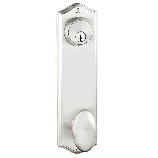 Emtek 8990 Colonial 5-1/2" Center-to-Center Keyed Sideplate Lockset, Passage/Single Keyed - Brass Tubular