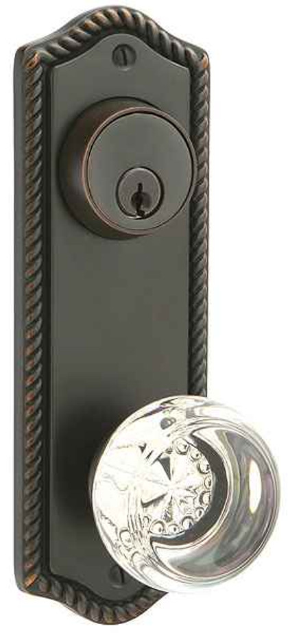 Emtek Emtek 7091 Rope 3-5/8" C-to-C Keyed Sideplate Lockset, Passage/Double Keyed - Brass Tubular EMTEK-7091