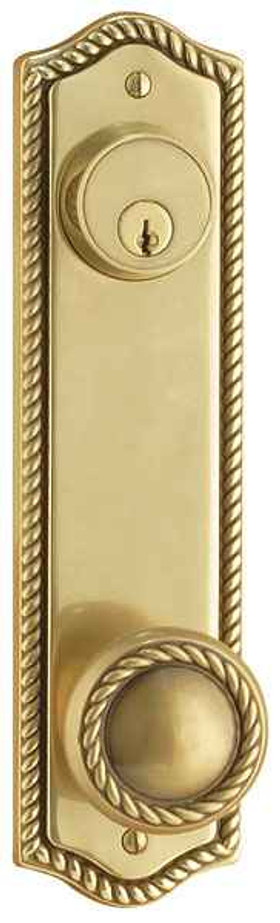Emtek Emtek 7990 Rope 5-1/2" Center-to-Center Keyed Sideplate Lockset, Passage/Single Keyed - Brass Tubular EMTEK-7990