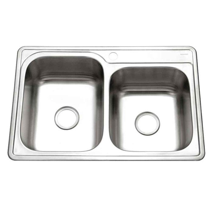 Houzer ISL-3322BS1 Glowtone 33" Stainless Steel Drop-in Topmount 1-hole 60/40 Double Bowl Kitchen Sink Strainers & Grids