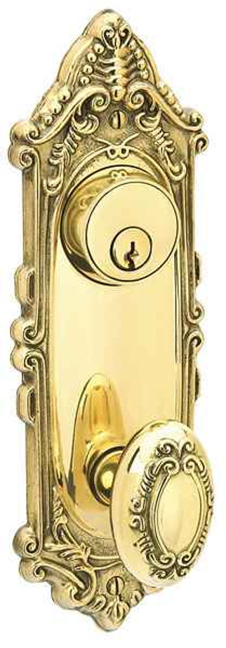 Emtek Emtek 8090 Victoria 3-5/8" C-to-C Keyed Sideplate Lockset, Passage/Single Keyed - Brass Tubular EMTEK-8090