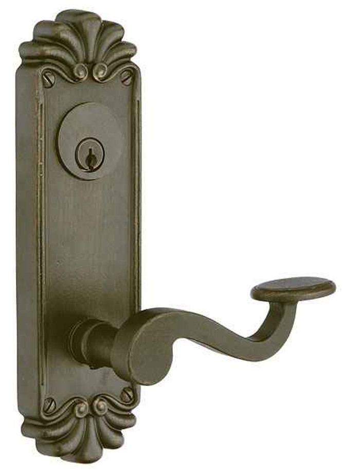 Emtek Emtek 6020 Tuscany #16 3-5/8" C-to-C Keyed Sideplate Lockset, Passage/Single Keyed - Lost Wax Cast Bronze Tubular EMTEK-6020