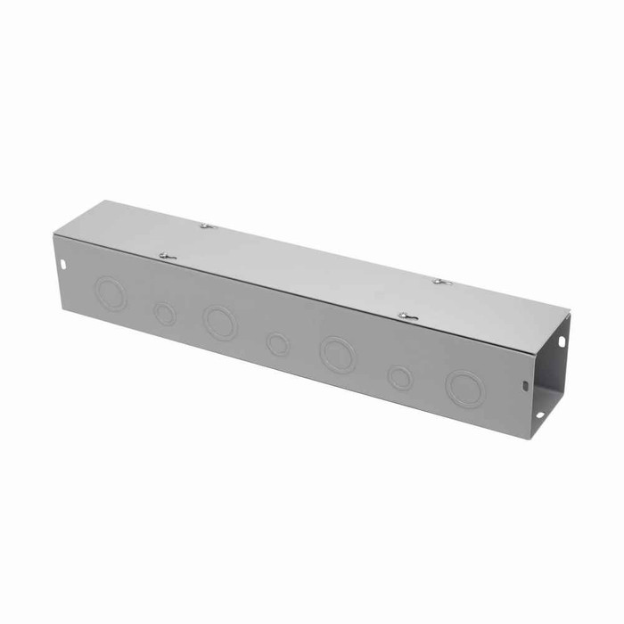 B-Line Eaton series wiring trough, 12" height, 12" length, 12" width, G wireway, Thru holes, 3 top knockouts, 3 bottom knockouts, Screw cover, 1, Ste