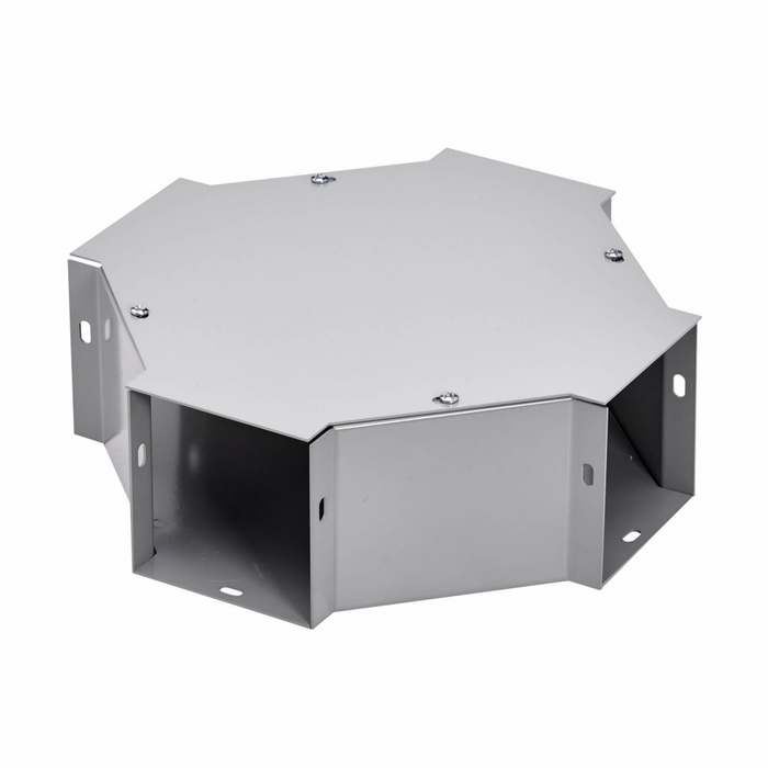 B-Line Eaton series wireway cross fitting, Lay-in, Wireway cross fitting,  1, Steel, ANSI 61 gray painted, 12" X 12"