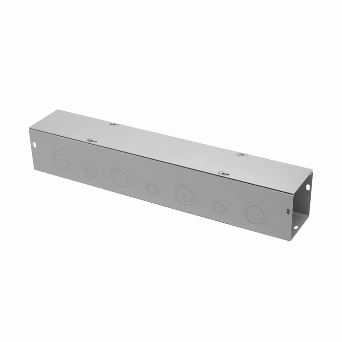 B-Line Eaton series wireway, 12" height, 24" length, 12" width, G wireway, Thru holes, 7 top knockouts, 7 bottom knockouts, Screw cover,  1, Steel, Pl