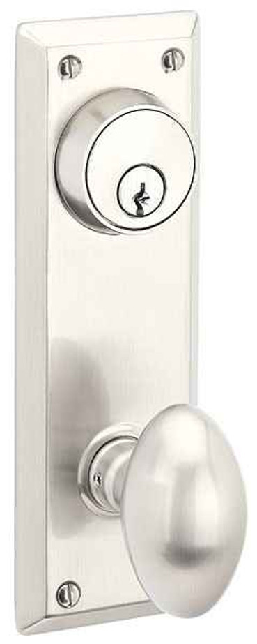 Emtek Emtek 8081 Quincy 3-5/8" C-to-C Keyed Sideplate Lockset, Passage/Double Keyed - Brass Tubular EMTEK-8081