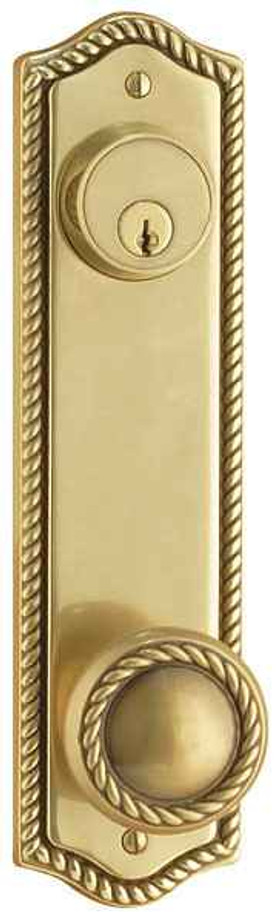 Emtek Emtek 7991 Rope 5-1/2" Center-to-Center Keyed Sideplate Lockset, Passage/Double Keyed - Brass Tubular EMTEK-7991