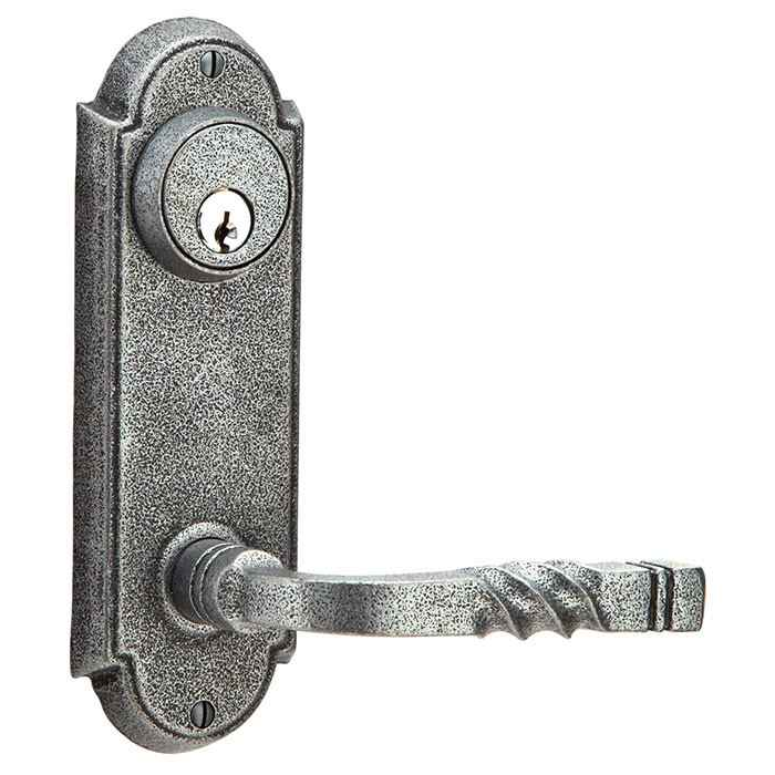 Emtek 7011 Wrought Steel #5 3-5/8" Keyed Sideplate Tubular Lockset, Passage/Double Keyed