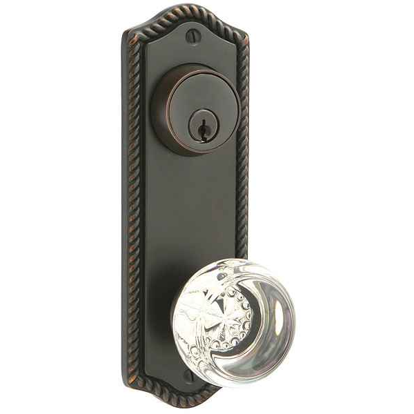 Emtek 7095 Rope 3-5/8" C-to-C Keyed Sideplate Lockset, Dummy (Pair) - Brass Tubular
