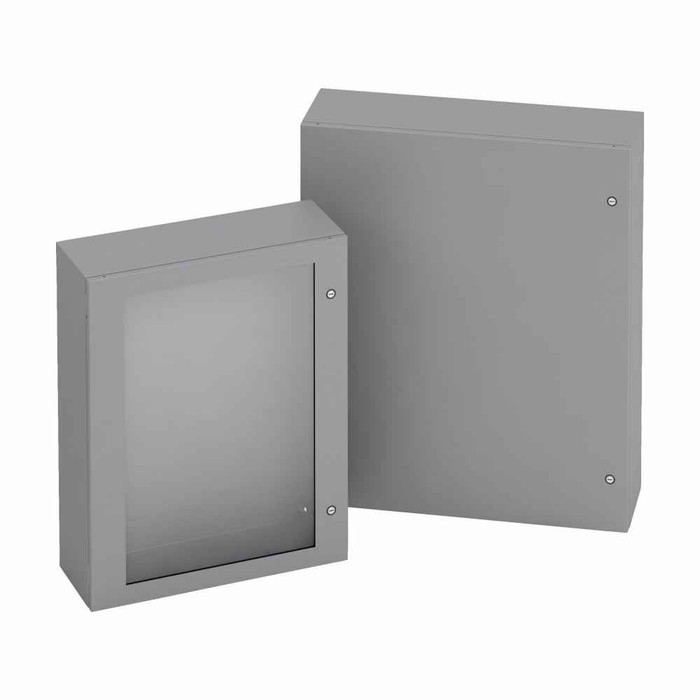 B-Line Eaton series wall mounted panel enclosure,30" height,10" length,20" width, 4,Hinged cover,SD enclosure,Wall mount,Medium single door,Thru holes