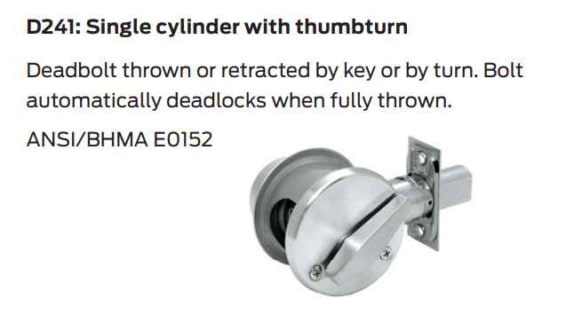 Falcon D241 Single Cylinder x Thumbturn Function - Grade 2 Medium-duty ...