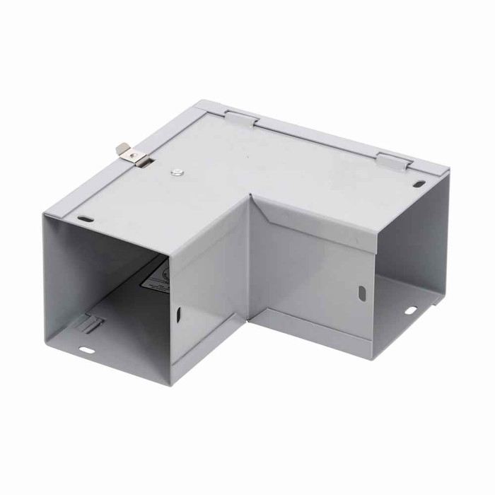 B-Line Eaton series wireway elbow fitting, Lay-in, 90° elbow, outisde opening, 1, Steel, ANSI 61 gray painted, 3" X 3"