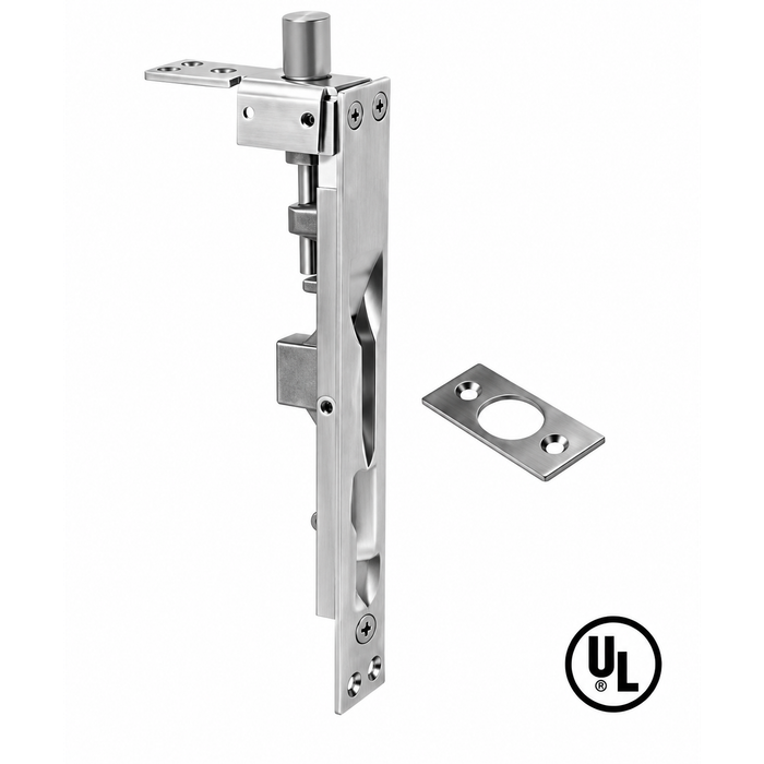 Don-Jo 1557 Flush Bolt — 6-3/4" x 1" Cast Brass, UL Rated Commercial Door Hardware