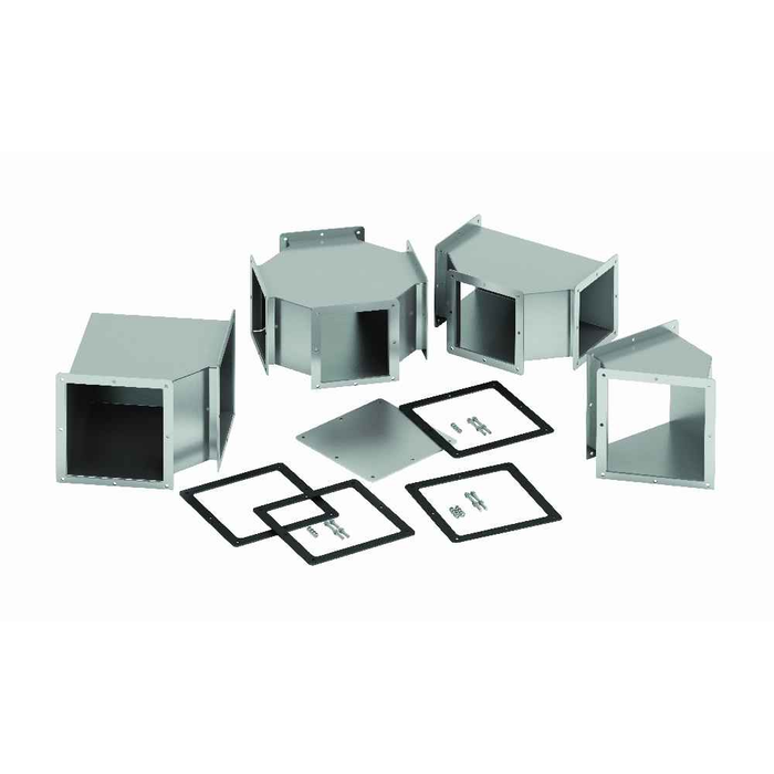 B-Line Eaton series wireway miscellaneous fitting, Feed through, Wireway cutoff fitting,  4X rated, Stainless steel, Brushed finish, 4" X 4"
