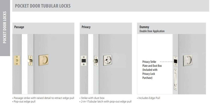 Emtek Rectangular Pocket Door Tubular Lock (2-1/2" x 3-1/2") - Fast ...