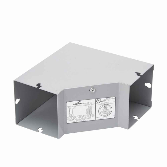 B-Line Eaton series wireway elbow fitting, Lay-in, 90° elbow, inside opening, 1, Steel, ANSI 61 gray painted, 6" X 6"