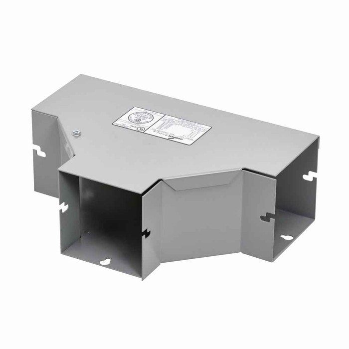 B-Line Eaton series wireway tee fitting, Lay-in, Wireway tee fitting, 1 rated, Steel, ANSI 61 gray painted, 6" X 6"