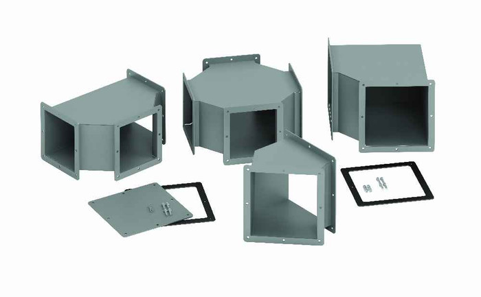 B-Line Eaton series wireway miscellaneous fitting, Feed through, Wireway cutoff fitting, 12 rated, Steel, 6" X 6"