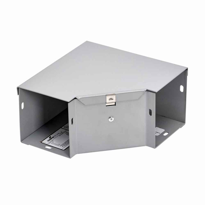 B-Line Eaton series wireway elbow fitting, Lay-in, 90° elbow, side opening, 1 finish, Steel, ANSI 61 gray painted, 6" X 6"