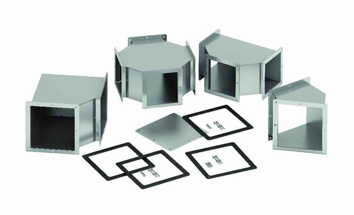 B-Line Eaton series wireway miscellaneous fitting, Feed through, Wireway cutoff fitting, 4X rated, Stainless steel, Brushed finish, 6" X 6"