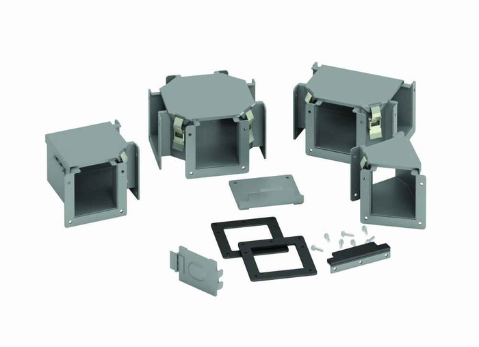B-Line Eaton series wireway reducer, Includes hardware, Wireway reducer fitting, 12, Steel, ANSI 61 gray painted, 6" X 6"