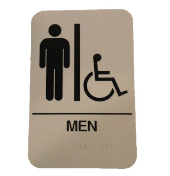 Don-Jo HS-9050-01 ADA Sign Men's/Handicap, Tan Finish, Plastic Material