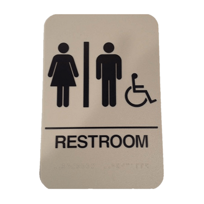 Don-Jo HS-9050-32 ADA Sign Women/Men/Handicap in Tan Plastic Finish