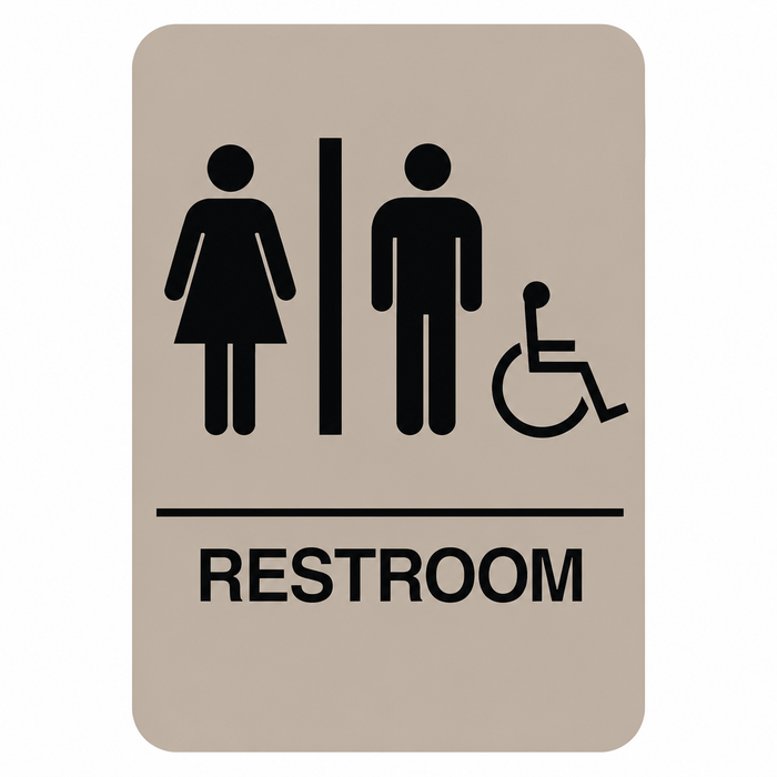 Don-Jo HS-9050-32 ADA Sign Women/Men/Handicap in Tan Plastic Finish