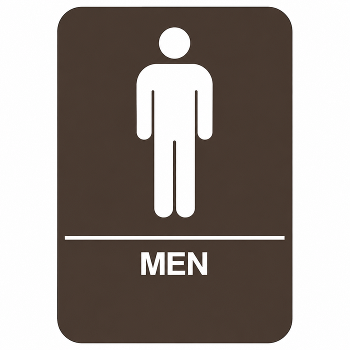 Don-Jo HS-9060-02 ADA Men's Room Door Sign in Brown Plastic, 9" x 6"