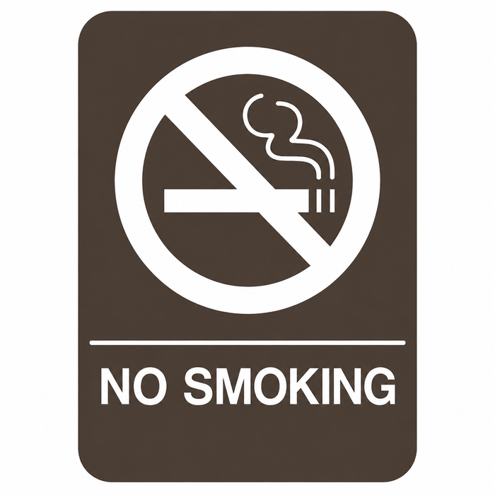Don-Jo HS-9060-22 ADA No Smoking Sign in Brown Plastic, 9" x 6"