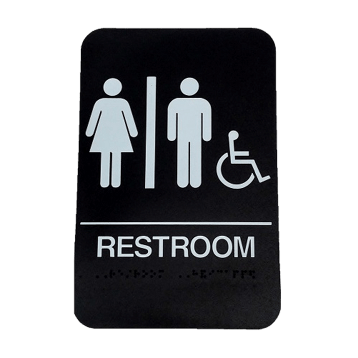 Don-Jo HS-9060-32 ADA Sign Women/Men/Handicap in Brown Plastic, 9" x 6"