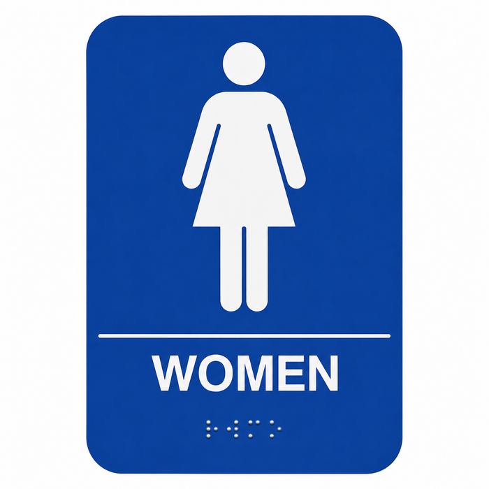 Don-Jo HS-9070-04 ADA Women's Room Sign in Blue Plastic, 9" x 6"