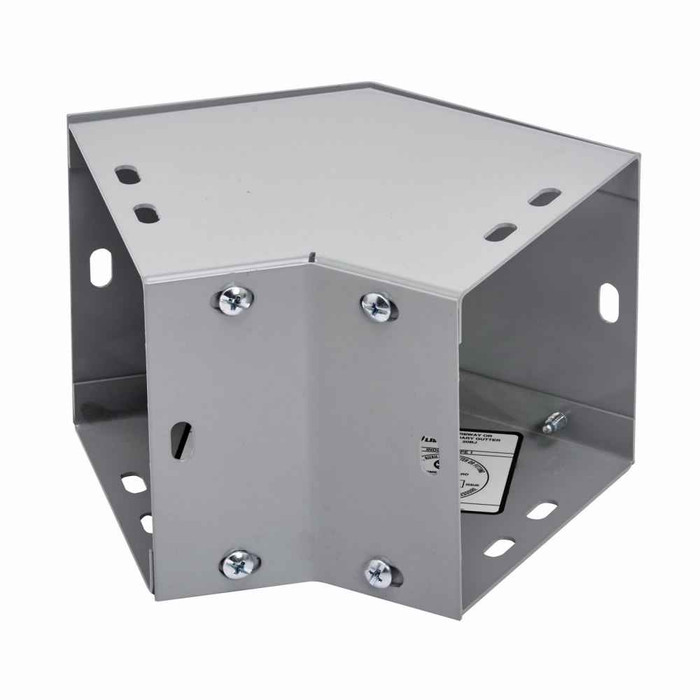 B-Line Eaton series wireway elbow fitting, Lay-in, 90° elbow, combo opening, 1, Galvanized steel, ANSI 61 gray acrylic electrocoat finish, 8" X 8"