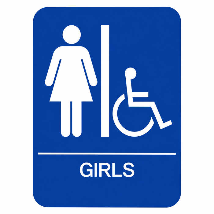 Don-Jo HS-9070-08 ADA Sign Girls/Handicap in Blue Plastic Finish