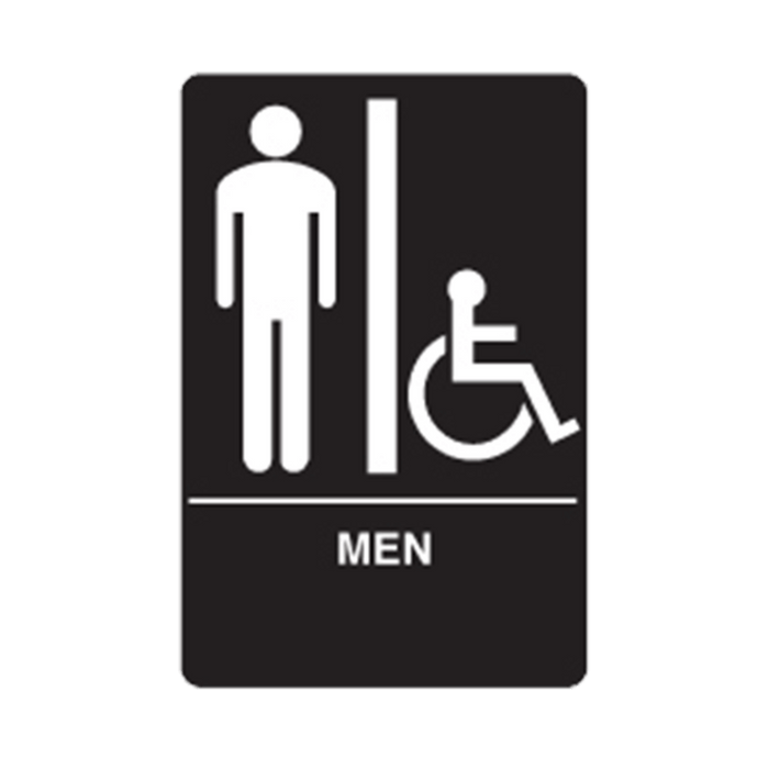 Don-Jo HS-9090-01 ADA Sign Men's/Handicap in Black Plastic