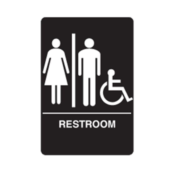Don-Jo HS-9090 ADA Sign Women/Men/Handicap in Black Plastic Finish