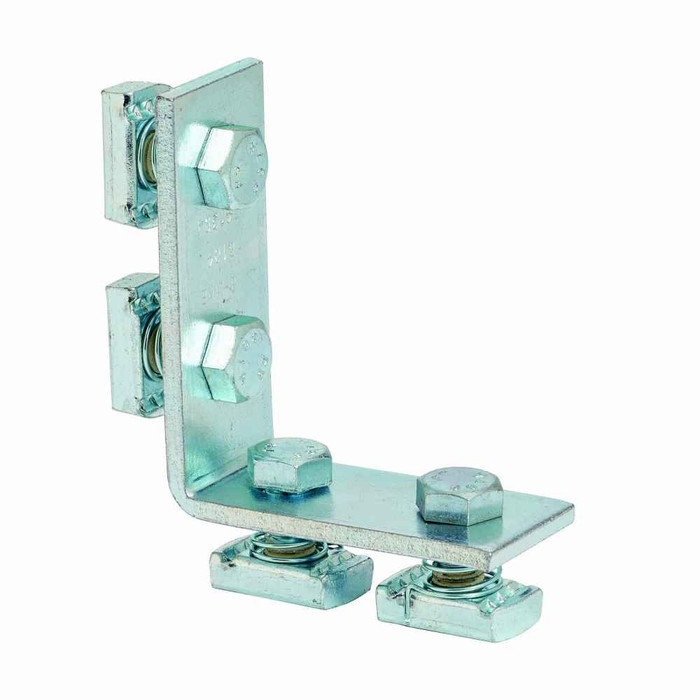 B-Line Eaton series strut fittings and accessories, 4.12" Height, 4.12" Length, 1.62" Width, .78lbs, Steel, Pre-assembled fitting, Four hole corner an