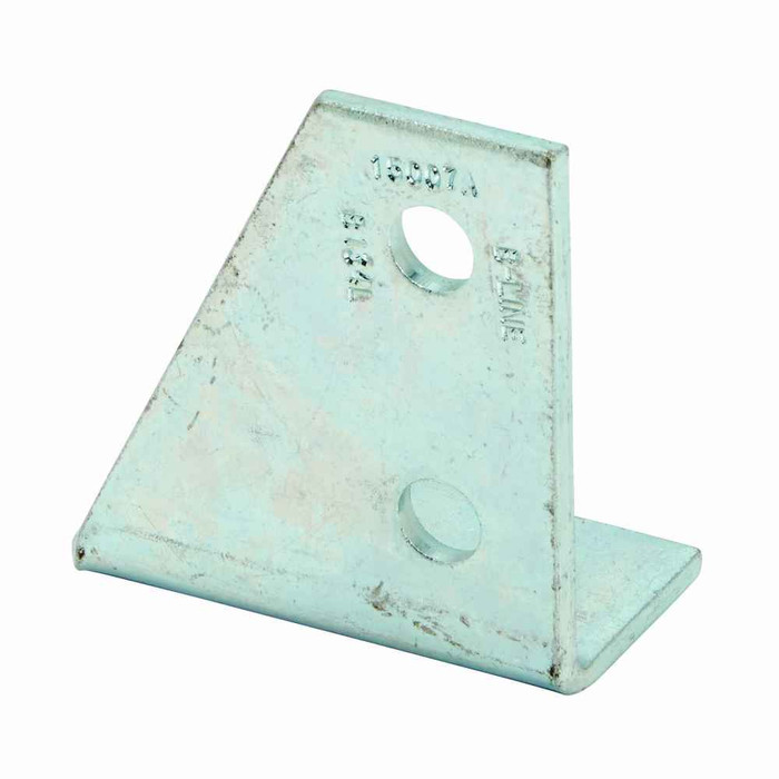 B-Line Eaton series strut fittings and accessories, 4.20" Height, 3.5" Length, 1.62" Width, 1.00lbs, Steel, Four hole gussetted corner angle, 90 deg |
