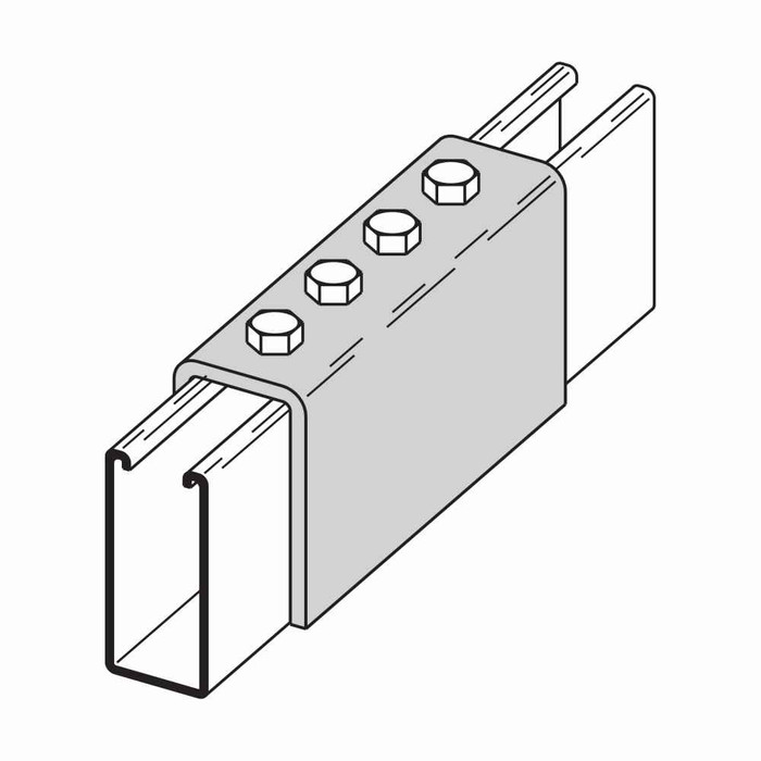 B-Line Eaton series strut fittings and accessories, 2.43" Height, 7.24" Length, 2.12" Width, 3.26lbs, Steel, Four hole splice clevis, Thickness 7/32 i
