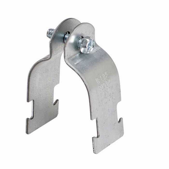 B-Line Eaton series strut pipe clamps and accessories, .0677" height, 2.608" length, 1.25" width, Steel, Combination recess hex screw square nut, Hot-