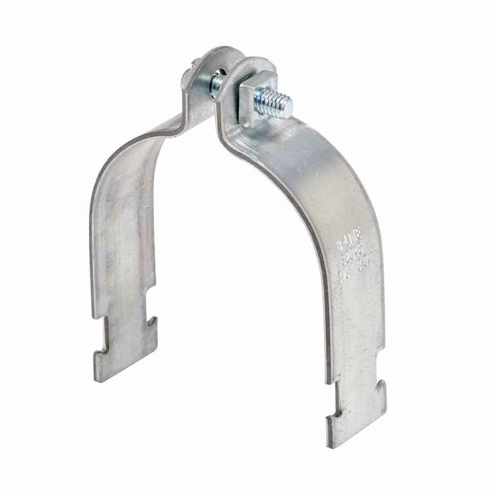B-Line Eaton series strut pipe clamps and accessories, .0966" height, 5.36" length, 1.25" width, Steel, Pre-assembled combination hex head machine scr