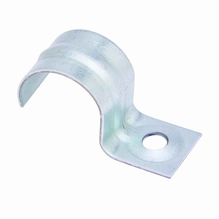 B-Line Eaton series pipe straps, .118" height, " length, 1.25" width, Steel, One hole rigid conduit stripe, Electro-plated zinc