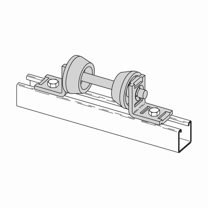 B-Line Eaton series strut fittings and accessories, 2.62" Height, 9" Length, 1.62" Width, 2.63lbs, Steel, Malleable iron rollers | Sold in pairs, Pipe